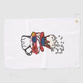 Cat Sunglasses Usa Flag Golfhandtuch (Horizontal)