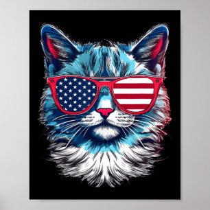 Cat Sungles Usa Flag 4. Juli Cat Graphic Poster