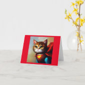 Cat Superhero Karte (Gelbe Blume)