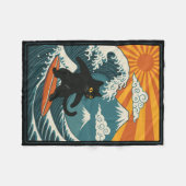 Cat Surfing Japanese _2  Fleecedecke (Vorderseite (Horizontal))