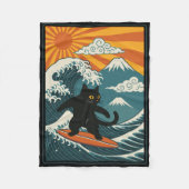 Cat Surfing Japanese _2  Fleecedecke (Vorderseite)