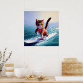 Cat Surfing Poster (Küche)