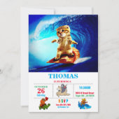 Cat Surfpizza Einladung (Vorderseite)