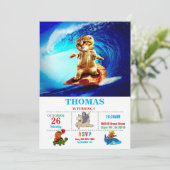 Cat Surfpizza Einladung (Stehend Vorderseite)