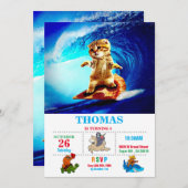 Cat Surfpizza Einladung (Vorne/Hinten)