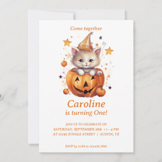 Cat Surprise in Pumpkin: Einladung zur Geburtstags