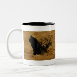 Cat Surreal Silhouette Mystical Magic Mysterious Zweifarbige Tasse