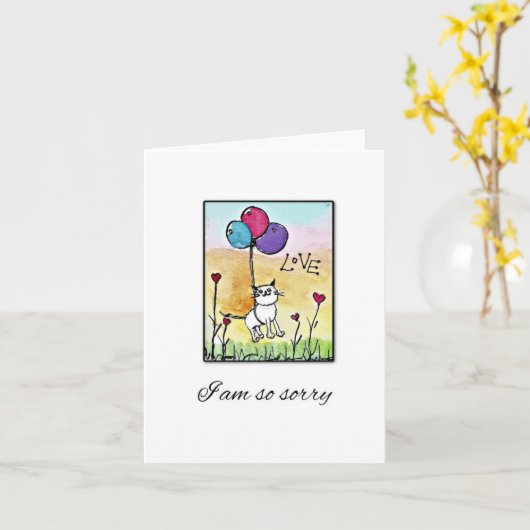 Cat Sympathy Card, ich bin so Sorry, Pet Loss Karte (Gelbe Blume)