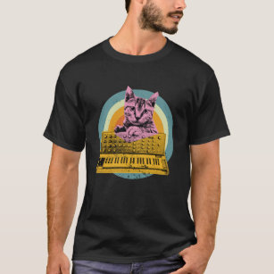Cat Synth Keyboard Analog Drum Machine Synthesizer T-Shirt