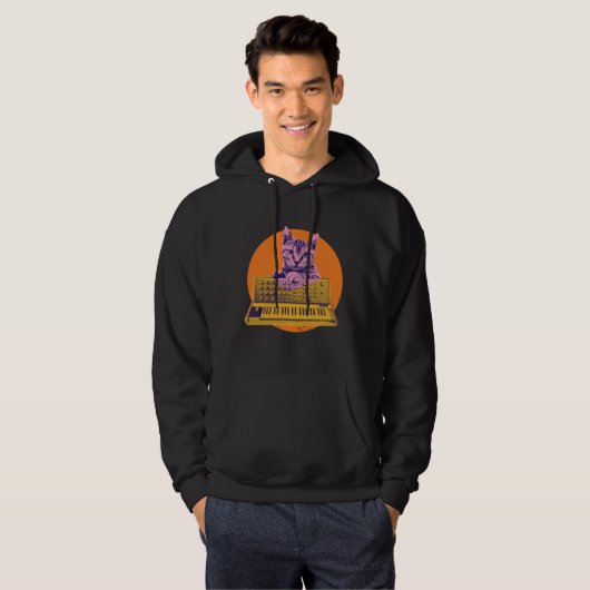 Cat Synthesizer Music Producer Design Hoodie (Vorne ganz)