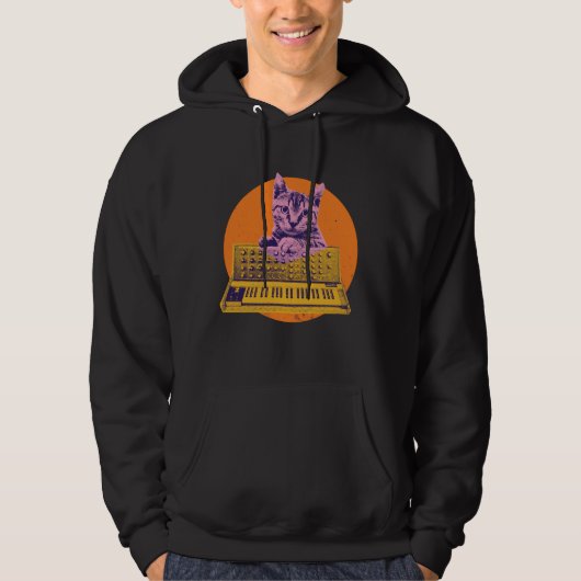 Cat Synthesizer Music Producer Design Hoodie (Vorderseite)