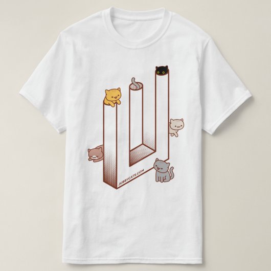 Cat T - Shirt - Optische Illusion Unmögliches Drei (Design vorne)