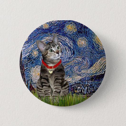 CAT (Tabby2) - Starry Night Button (Vorderseite)