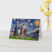 CAT (Tabby2) - Starry Night Karte (Gelbe Blume)