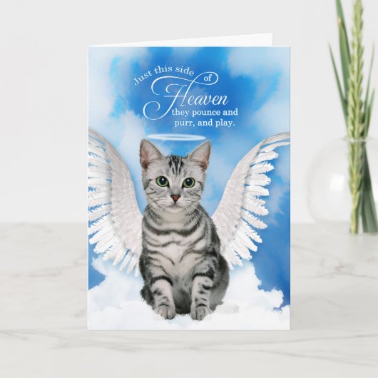 Cat Tabby Angel Beileid Rainbow Bridge Karte (Vorderseite)