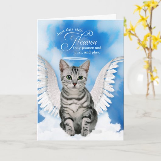 Cat Tabby Angel Beileid Rainbow Bridge Karte (Gelbe Blume)