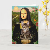 CAT (Tabby) - Mona Lisa Karte (Gelbe Blume)