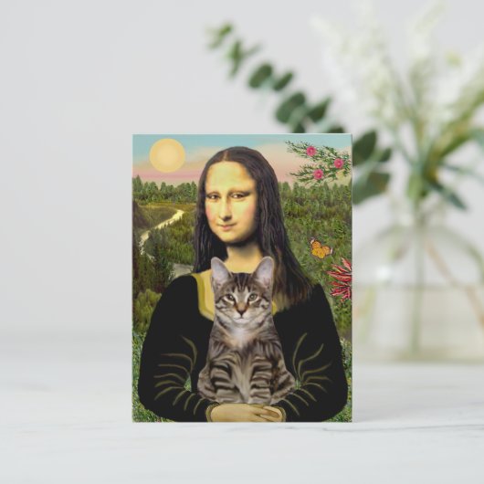 CAT (Tabby) - Mona Lisa Postkarte (Stehend Vorderseite)