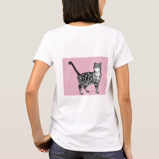 Cat Tabby Pastel Cats Girls Rose Pink Pets T-Shirt (Rückseite)