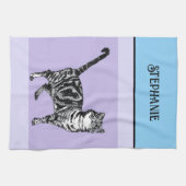 Cat Tabby Pastel Cats Womens Light Blue Purple Geschirrtuch (Horizontal)