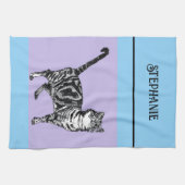 Cat Tabby Pastel Cats Womens Light Blue Purple Geschirrtuch (Horizontal)