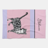 Cat Tabby Pastel Cats Womens Light Pink Purple Geschirrtuch (Horizontal)