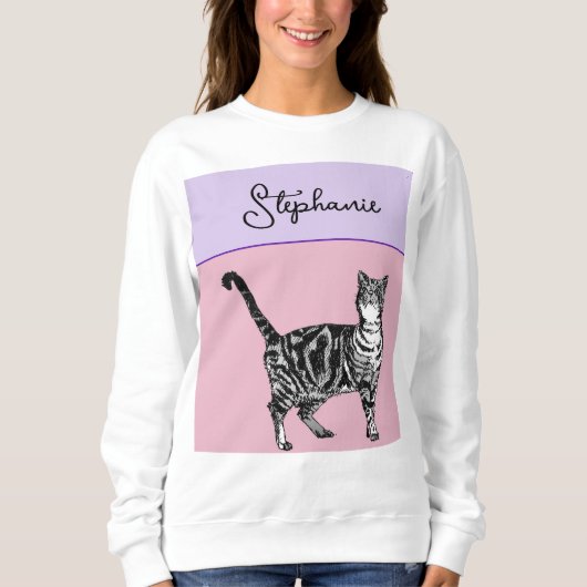 Cat Tabby Pastel Cats Womens Rose Pink Pets Sweatshirt (Vorderseite)