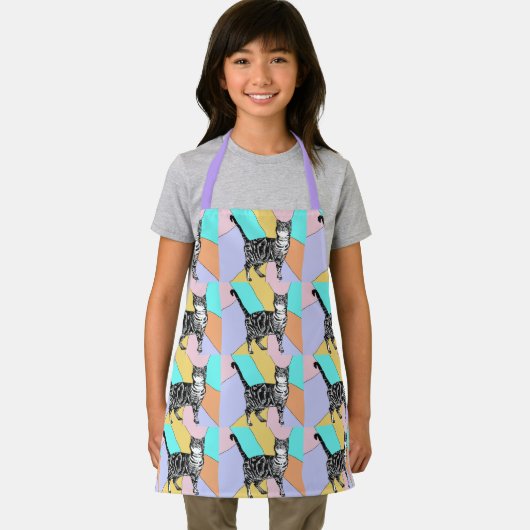 Cat Tabby Pattern Pastel Cats Girls Kinder Schürze (Insitu)