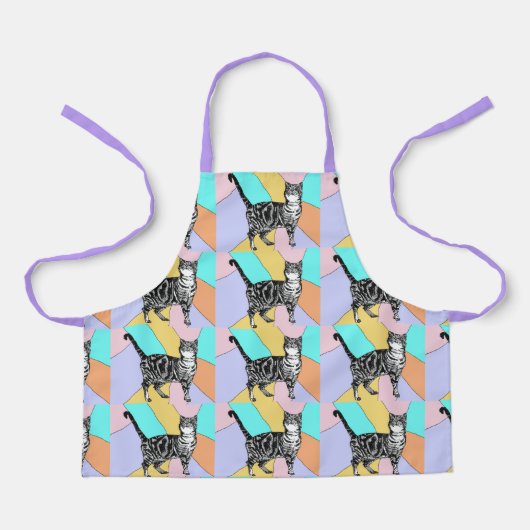 Cat Tabby Pattern Pastel Cats Girls Kinder Schürze (Vorderseite)
