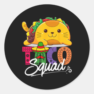 Cat Taco Squad Cinco De Mayo Cute Funny Mexikanisc Runder Aufkleber