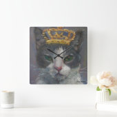 Cat Tail Gallery Wall Clock - It's Good To Be King Quadratische Wanduhr (Zuhause)