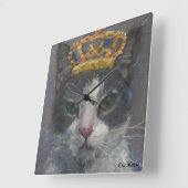 Cat Tail Gallery Wall Clock - It's Good To Be King Quadratische Wanduhr (Winkel)