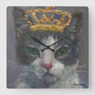 Cat Tail Gallery Wall Clock - It's Good To Be King Quadratische Wanduhr