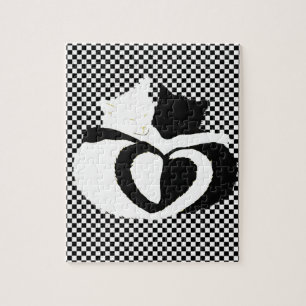 CAT tails - love black white Puzzle
