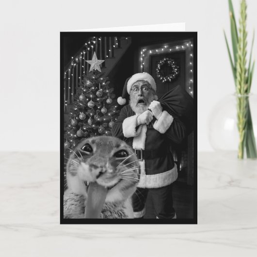 Cat Taking A Selfie Santa Christmas Xmas Pajamas H Karte (Vorderseite)