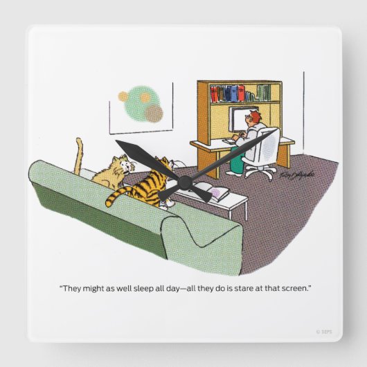 Cat Talk Quadratische Wanduhr (Vorderseite)