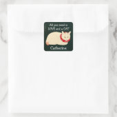 Cat Tama Quadratischer Aufkleber (Tasche)