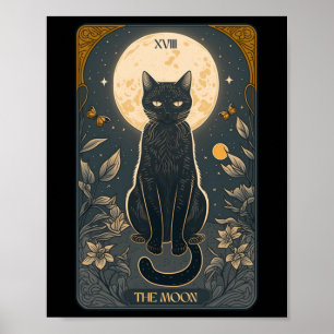 Cat Tarot Card, Moon Tarot Card Katze Mama, C Poster