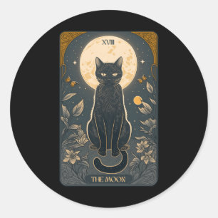 Cat Tarot Card, Moon Tarot Card Katze Mama, C Runder Aufkleber
