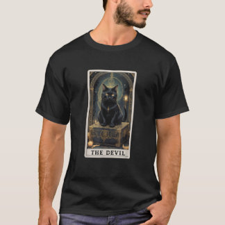 Cat Tarot Card The Devil Chilless Cat Lady Hallow T-Shirt
