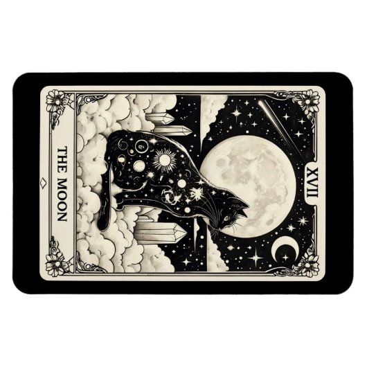 Cat Tarot Card The Moon Graphic Magnet (Horizontal)