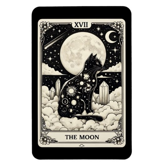 Cat Tarot Card The Moon Graphic Magnet (Vertikal)