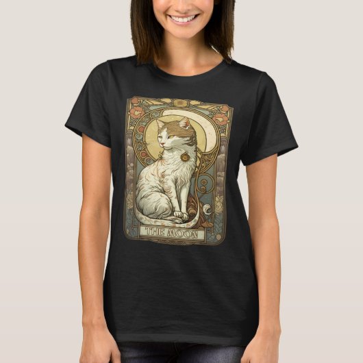 Cat Tarot Card The Moon Tarot Card Nouveau T-Shirt (Vorderseite)