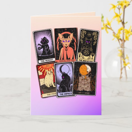 Cat Tarot Cards - Halloween Kaiserin. Hermit, Narr Karte (Gelbe Blume)
