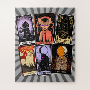 Cat Tarot Cards - Halloween Kaiserin. Hermit, Narr Puzzle