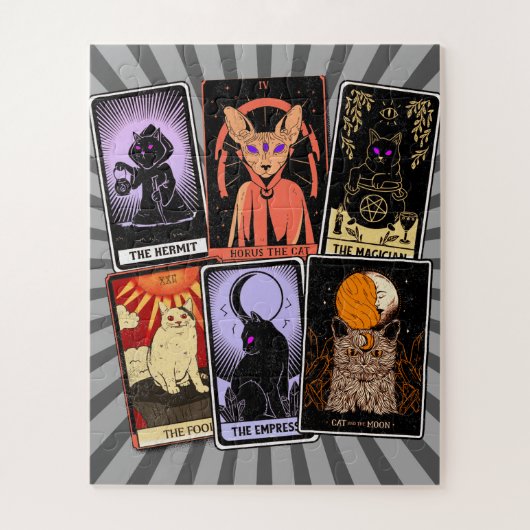Cat Tarot Cards - Halloween Kaiserin. Hermit, Narr Puzzle (Vertikal)