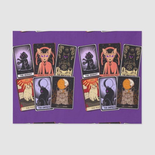 Cat Tarot Cards - Halloween Kaiserin. Hermit, Narr Seidenpapier (Vorderseite)