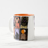 Cat Tarot Cards - Halloween Kaiserin. Hermit, Narr Zweifarbige Tasse (Vorderseite Links)