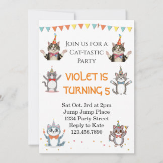 Cat-Tastic Kitty Cat Geburtstagsparty mit Goldenem Einladung