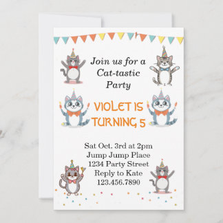 Cat-Tastic Kitty Cat Geburtstagsparty mit Goldenem Einladung